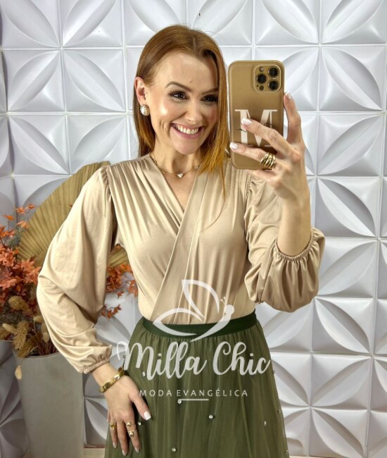 Body Iara Em Fluity - Marrom - Milla Chic
