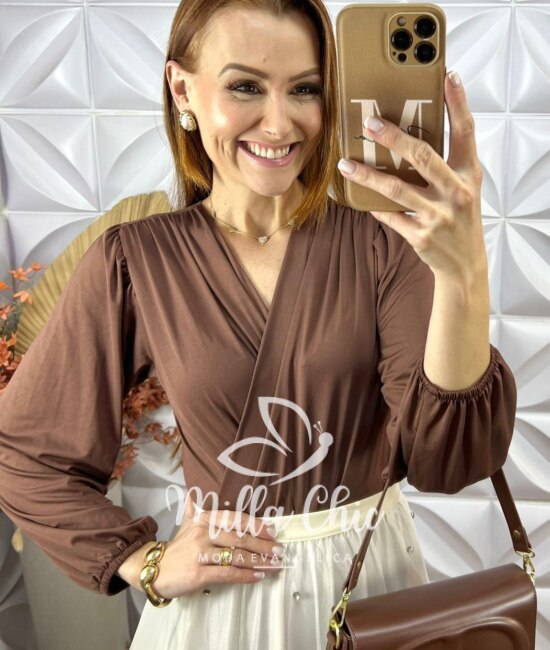 Body Iara Em Fluity - Marrom - Milla Chic