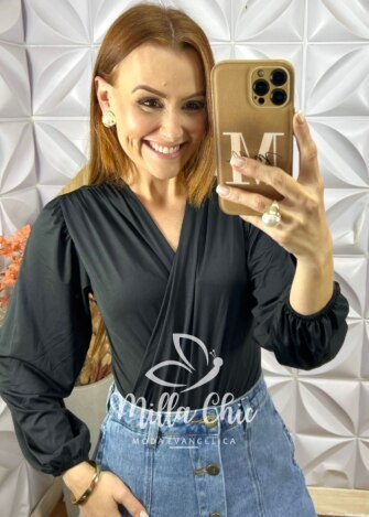 Body Iara Em Fluity - Preto - Milla Chic