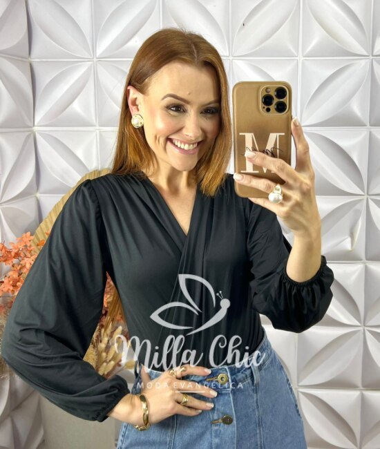 Body Iara Em Fluity - Preto - Milla Chic