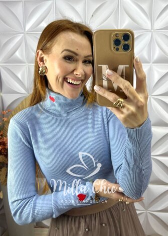 Cacharel Magnólia Em Tricot Modal - Azul - Milla Chic