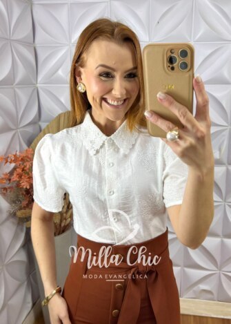 Milla Chic - millachic com br camisa domenica gola guipper branca 5 Camisa Domênica Gola Guipper - Branca - Milla Chic