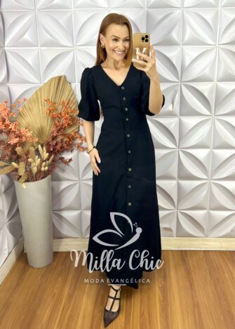 Milla Chic - millachic com br camisa elisany gola laco preta copia 1 Vestido Selma Em Alfaiataria Marrant - Preto - Milla Chic
