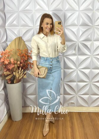 Camisa Érica Em Linho - Crú - Milla Chic