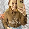 Milla Chic - millachic com br camisa erica em linho marrom Camisa Érica Em Linho - Marrom - Milla Chic