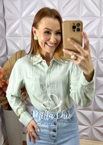Camisa Érica Em Linho - Bege - Milla Chic