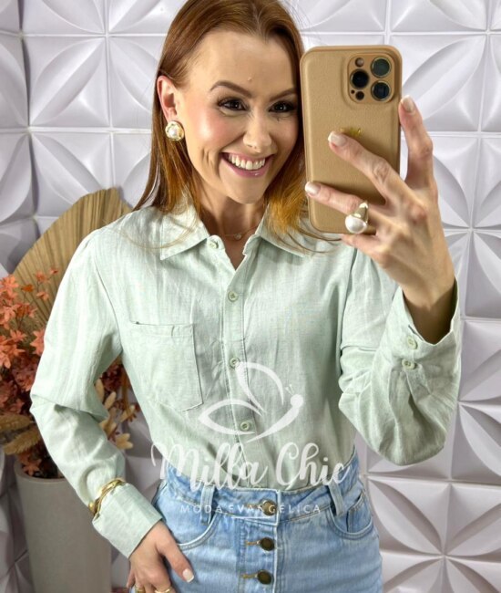 Camisa Érica Em Linho - Bege - Milla Chic
