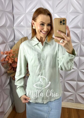 Camisa Érica Em Linho - Bege - Milla Chic