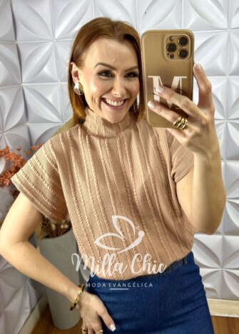 Blusa Susi Em Anaruga Nude - Milla Chic