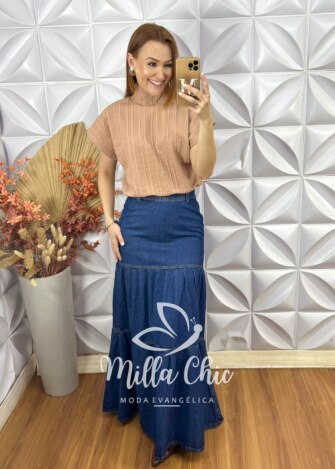 Blusa Susi Em Anaruga Nude - Milla Chic