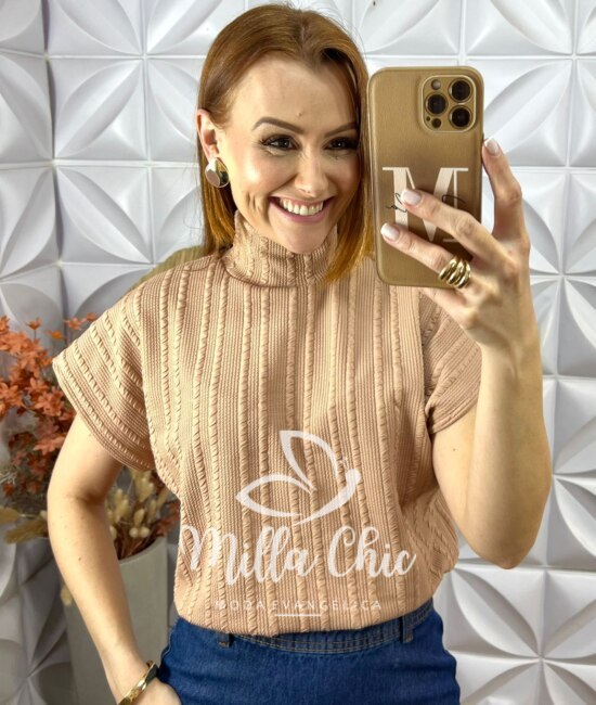 Blusa Susi Em Anaruga Nude - Milla Chic