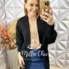 Cardigan Europa Em Tricot - Preto - Milla Chic