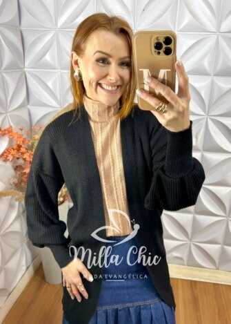 Milla Chic - millachic com br cardigan europa em tricot preto 4 Cardigan Europa Em Tricot - Preto - Milla Chic