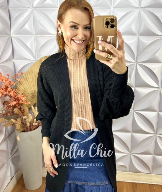 Cardigan Europa Em Tricot - Preto - Milla Chic
