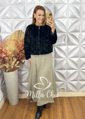 Casaco Marina em pelos preto - Milla Chic
