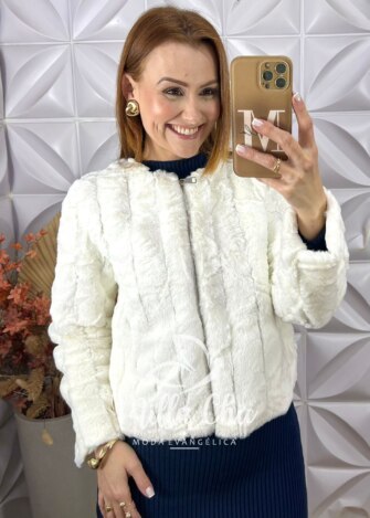 Casaco Marina em pelos Branco - Milla Chic