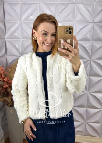 Casaco Marina em pelos Branco - Milla Chic