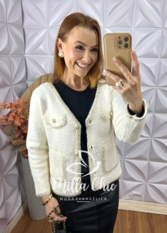 Milla Chic - millachic com br casaco valentina em lazinha branco 1 Casaco Valentina Em Lãzinha - Branco - Milla Chic