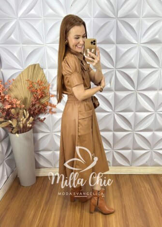 Conjunto Ana Clara Em P.U - Marrom - Milla Chic