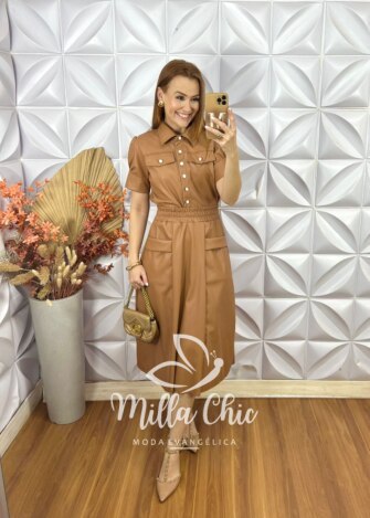 Conjunto Ana Clara Em P.U - Marrom - Milla Chic