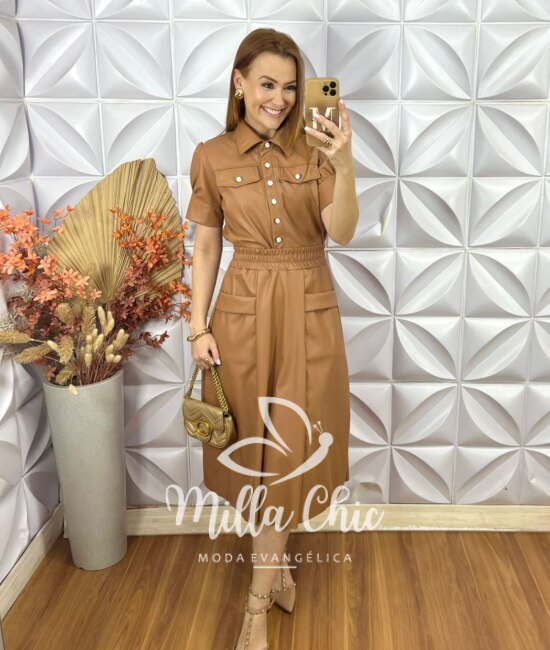Conjunto Ana Clara Em P.U - Marrom - Milla Chic