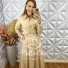 Conjunto Cristiane Em Tricoline - Bege - Milla Chic