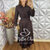 Conjunto Cristiane Em Tricoline - Marrom Escuro - Milla Chic