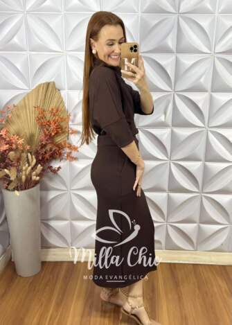 Conjunto Dafine Em Anaruga - Marrom - Milla Chic