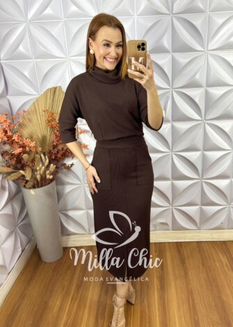 Conjunto Dafine Em Anaruga - Marrom - Milla Chic