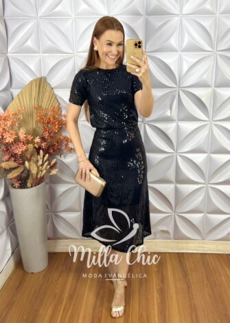 Conjunto Em Paetê Teodora - Preto - Milla Chic