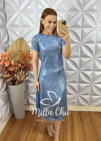 Conjunto Em Paetê Teodora - Azul - Milla Chic