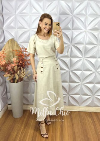 Conjunto Isaura Em Linho - Azul Marinho (cópia) - Milla Chic