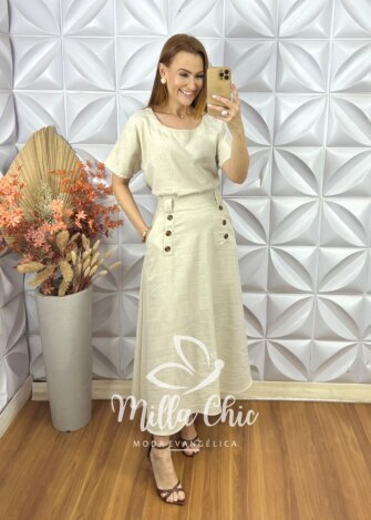 Conjunto Isaura Em Linho - Azul Marinho (cópia) - Milla Chic