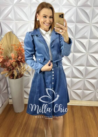 Milla Chic - millachic com br conjunto madrid em veludo cotele azul 1 Conjunto Madrid Em Veludo Cotelê - Azul - Milla Chic