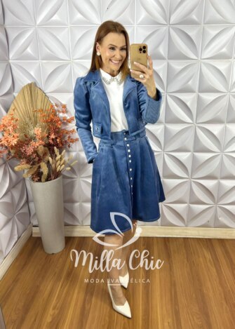 Conjunto Madrid Em Veludo Cotelê - Azul - Milla Chic