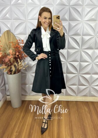 Conjunto Madrid Em Veludo Cotelê - Preto - Milla Chic