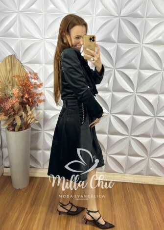 Conjunto Madrid Em Veludo Cotelê - Preto - Milla Chic