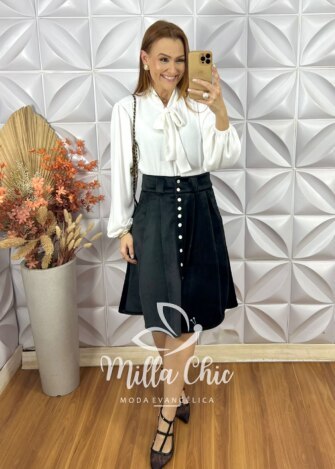 Conjunto Madrid Em Veludo Cotelê - Preto - Milla Chic