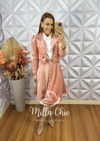 Milla Chic - millachic com br conjunto madrid em veludo cotele rosa 1 Conjunto Madrid Em Veludo Cotelê - Rosa - Milla Chic