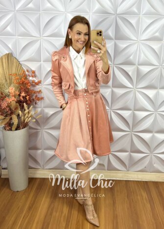 Milla Chic - millachic com br conjunto madrid em veludo cotele rosa Conjunto Madrid Em Veludo Cotelê - Rosa - Milla Chic