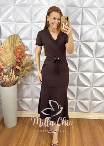 Conjunto Ramona -Marrom Escuro - Milla Chic