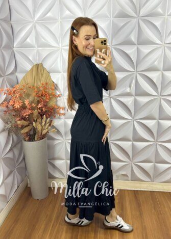 Conjunto Tânia Em Malha Algodão - Preto - Milla Chic