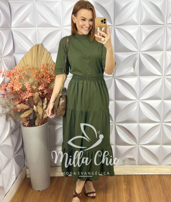 Conjunto Tânia Em Malha Algodão - Verde - Milla Chic