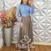 Saia Eduarda Em Tule Com Aplicação - Caramelo - Milla Chic