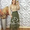 Saia Eduarda Em Tule Com Aplicação - Verde - Milla Chic