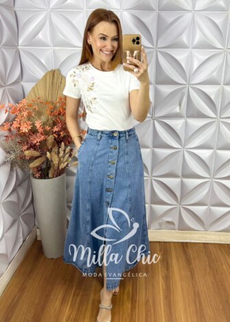 Saia Jeans Heline - Milla Chic