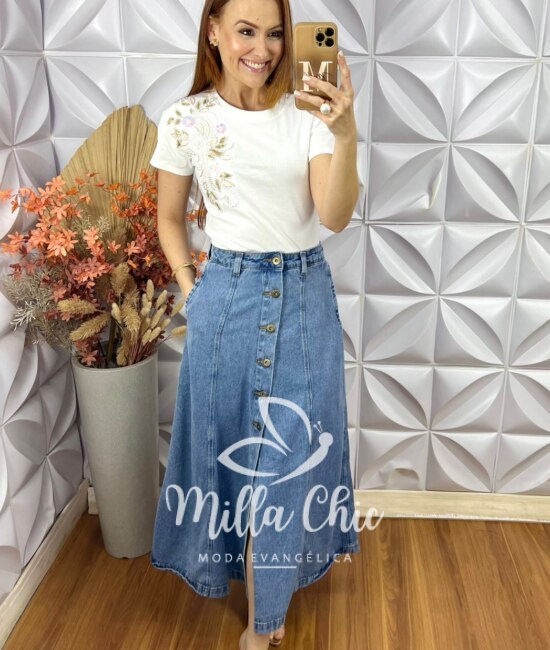 Saia Jeans Heline - Milla Chic