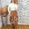 Saia Miranda Em P.U - Marrom - Milla Chic