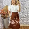 Milla Chic - millachic com br saia mileide em alfaiataria marrom Saia Mileide Em Alfaiataria - Marrom - Milla Chic