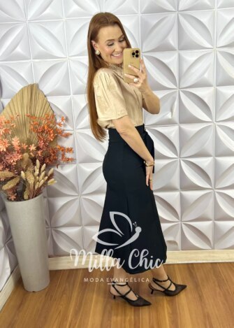 Milla Chic - millachic com br saia mileide em alfaiataria preta 1 Saia Mileide Em Alfaiataria - Preta - Milla Chic